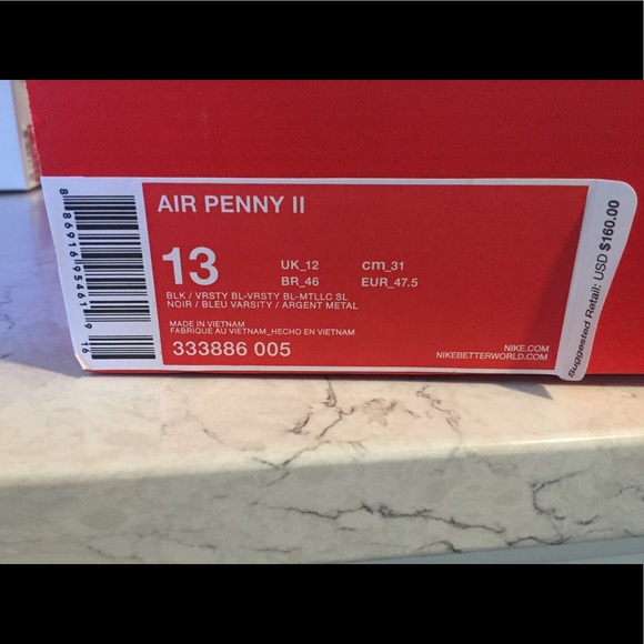 COPY - DS. AIR PENNY 2s. Varsity Blue. Size 13. - Picture 3 of 3